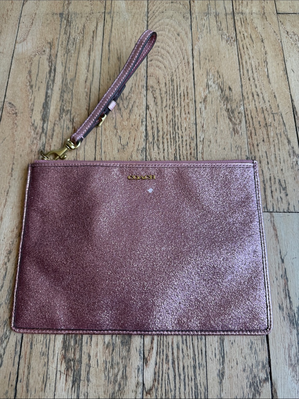 Coach Rose Metallic Wristlet Pouch
